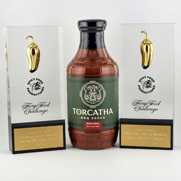 Torcatha BBQ Sauce with awards from Spicy Food Productions.