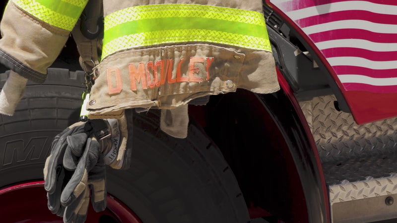 Video of a fireman's uniform, the McCully family crest, and the phrase Vi Et Animus which represents strength and courage, the foundation behind everything the Torcatha BBQ brand stands for. 